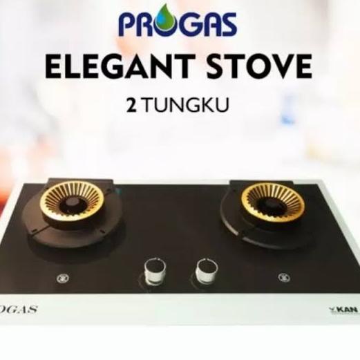 KOMPOR KACA TANAM 2 TUNGKU BISA DIANGKAT + MERK PROGAS - LIST PUTIH TERBARU4524