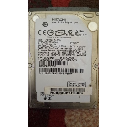 HDD Laptop merk HITACHI 250GB