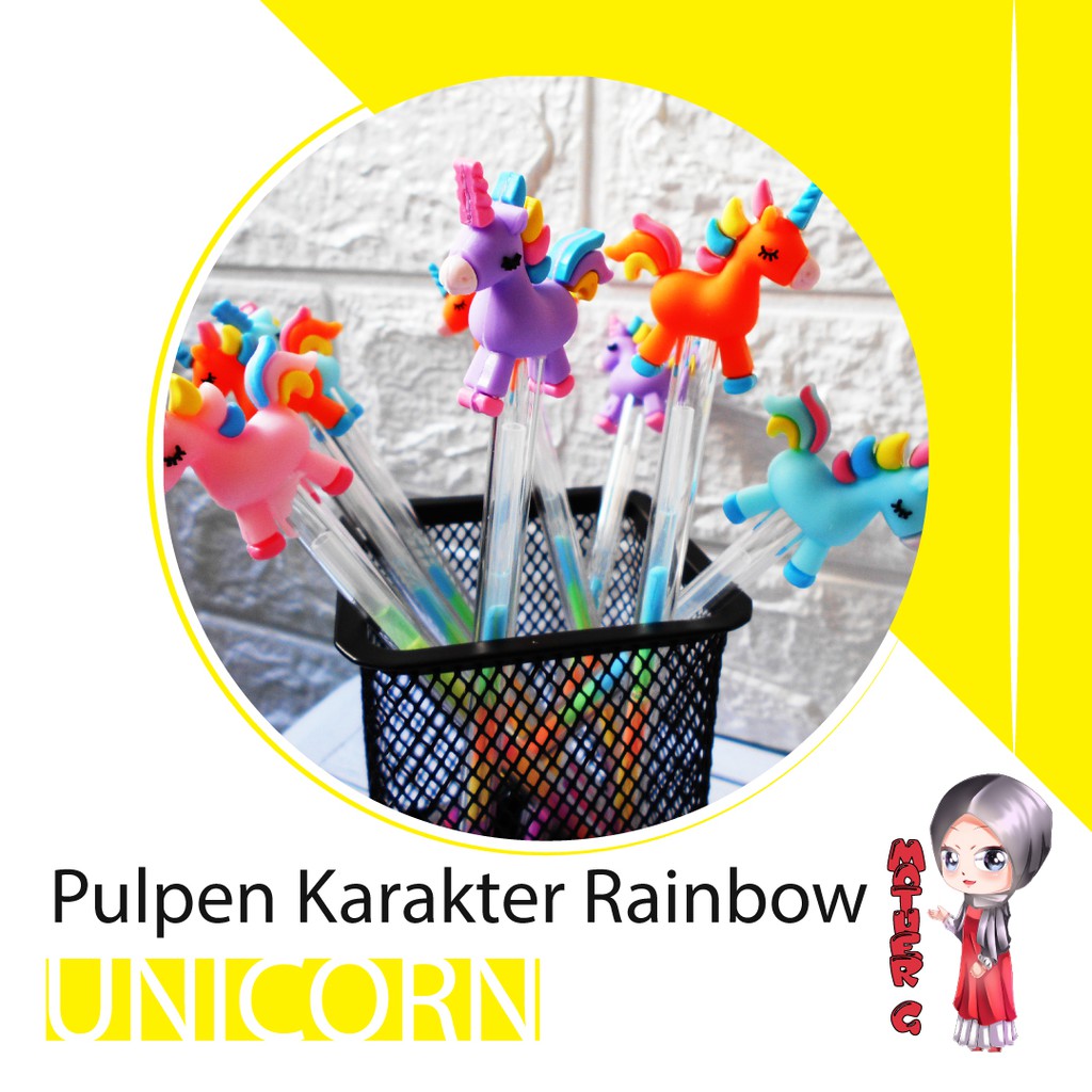 

Unicorn Pulpen Gel Karakter Rainbow | High Quality - MOTHER G