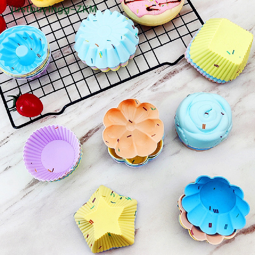 Cetakan Kue Cupcake Muffin Bahan Silikon Reusable Untuk Alat Dapur