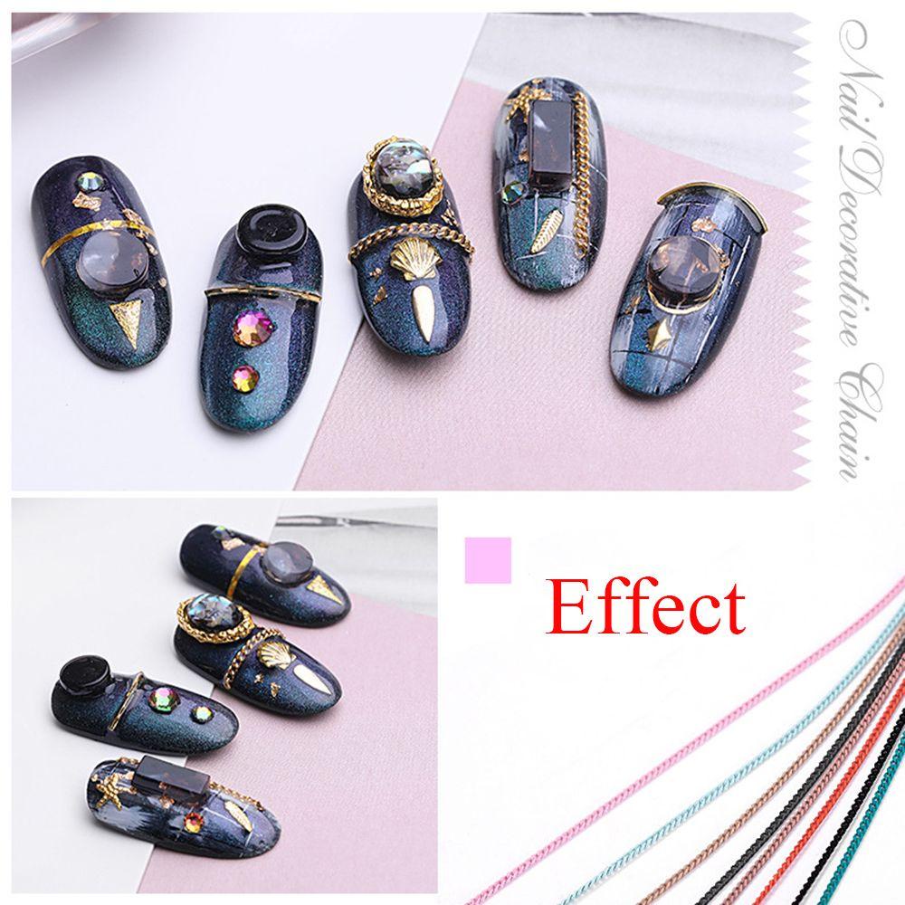 Solighter 6desain/pak Nail Art Rantai Logam Penjualan Panas 3D Pesona DIY Manicure