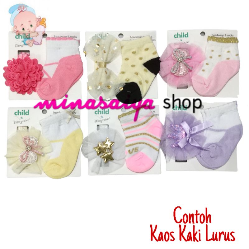 Set Kaos Kaki dan Bandana Bayi Perempuan