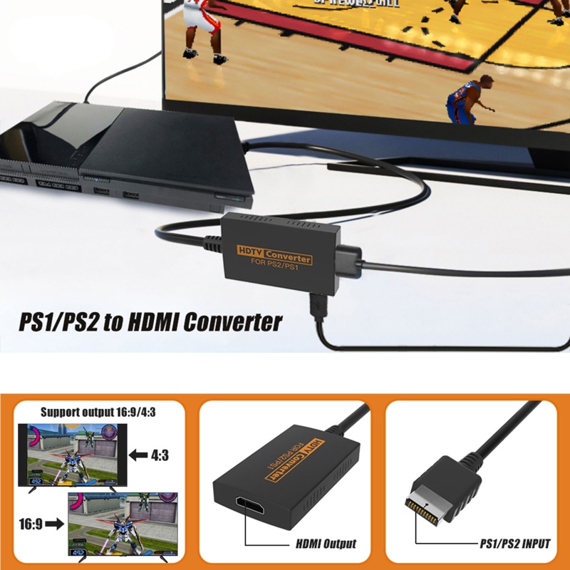 Btsg Kabel Konverter AV Untuk PS2 &amp; PS1 Console to 1080P Adapter Dengan Kabel USB Plug &amp; for Play