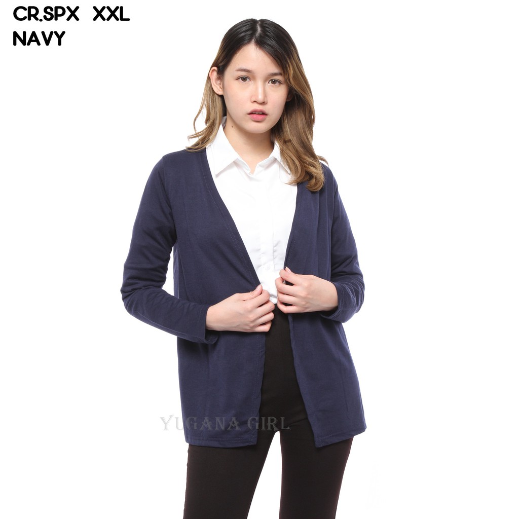 AVN -  G3D - CRSPX Cardigan Spandex Polos Jumbo Lengan Panjang Murah Wanita Kekinian-2