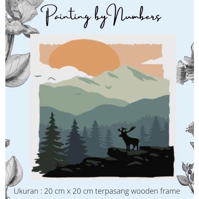

DIY painting by number 20x20cm kerajinan tangan - PINE TREE