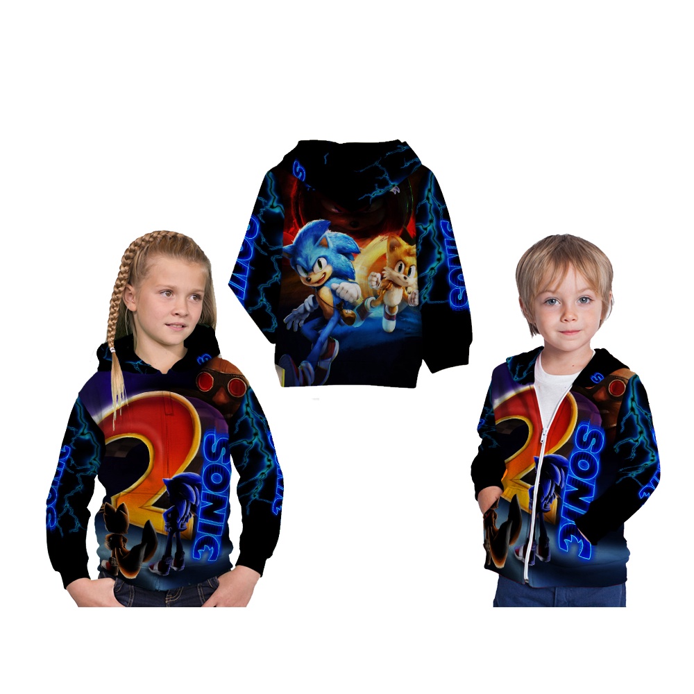 Jaket Hoodie Anak Sonic The Hedgehog 2 Custom Fullprint ART 01