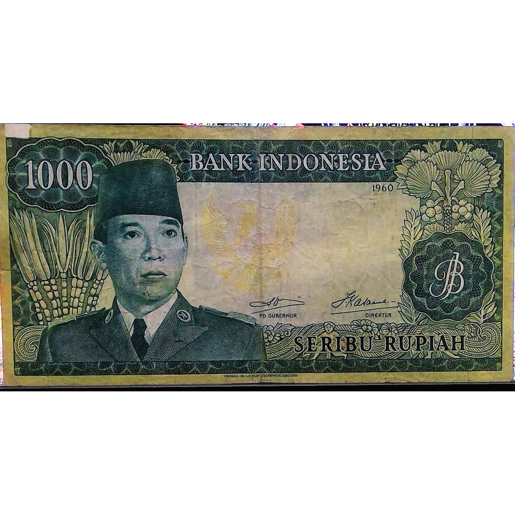 Jual Uang Kuno Indonesia Serie 1000 Soekarno Tahun 1960 Watermark