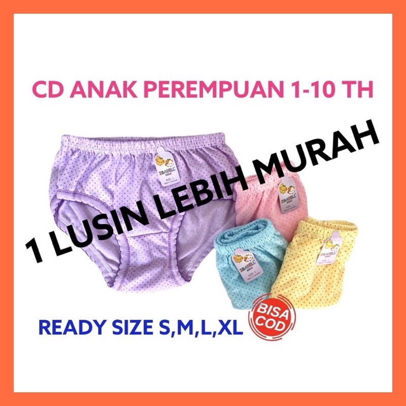 1 Lusin CD Celana Dalam Anak Bayi Perempuan Cewek Katun Adem Celana Dalam Boxer Anak Perempuan 1 2 3 4 5 Tahun Isabel Polkadot