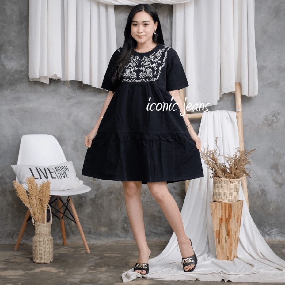 FLORY dan FLORA B&amp;W DENIM DRESS