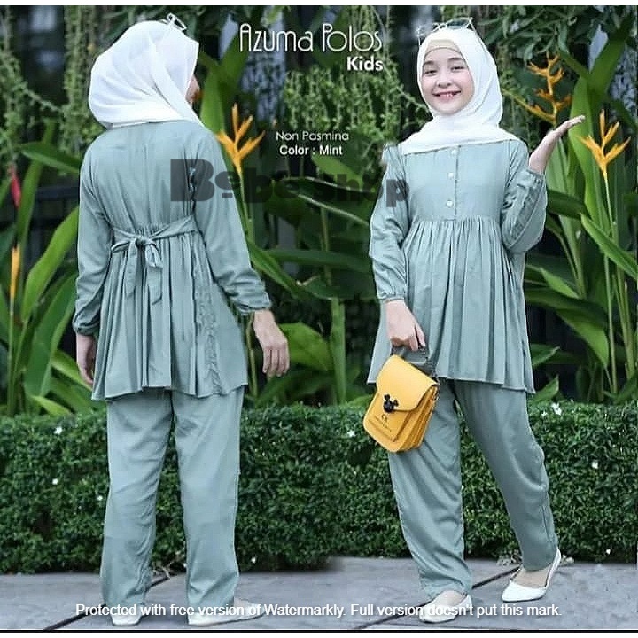 Setelan anak perempuan bahan moscrab usia 1 sampai 12 tahun