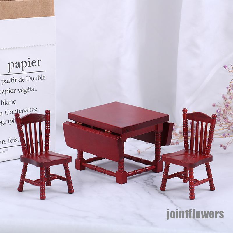 Jtid 1set 1 12 Dollhouse Miniature Dining Table Chair Doll House Wooden Furniture Toy Jtt Shopee Indonesia