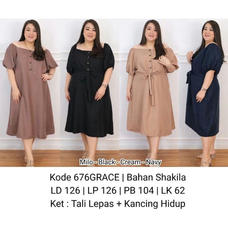 676grace(BAJU JUMBO LOLLY dress bigsize murah big size)