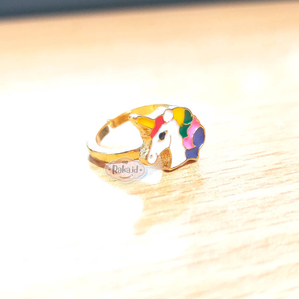 Cincin Anak Motif Kepala Unicorn Kuda Poni Perhiasan Cantik Anak 1158