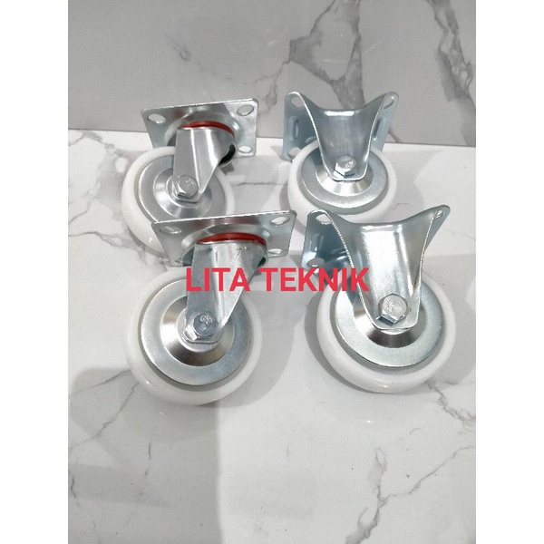 roda etalase roda troly 3&quot; nylon putih