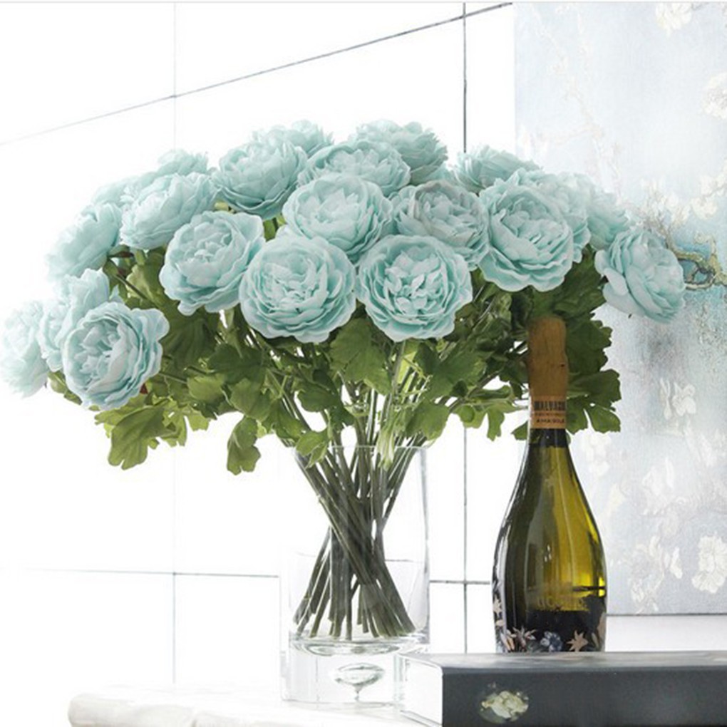 Buket Bunga Peony Buatan dengan Bahan  Kain Sutra untuk  