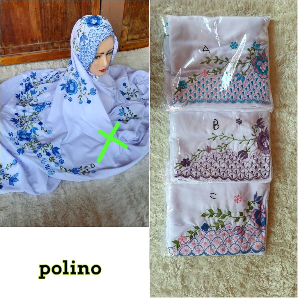 Mukena Bordir Terusan / Rukuh Bordir Lajuran Dewasa , Remaja Bahan Kain Katun