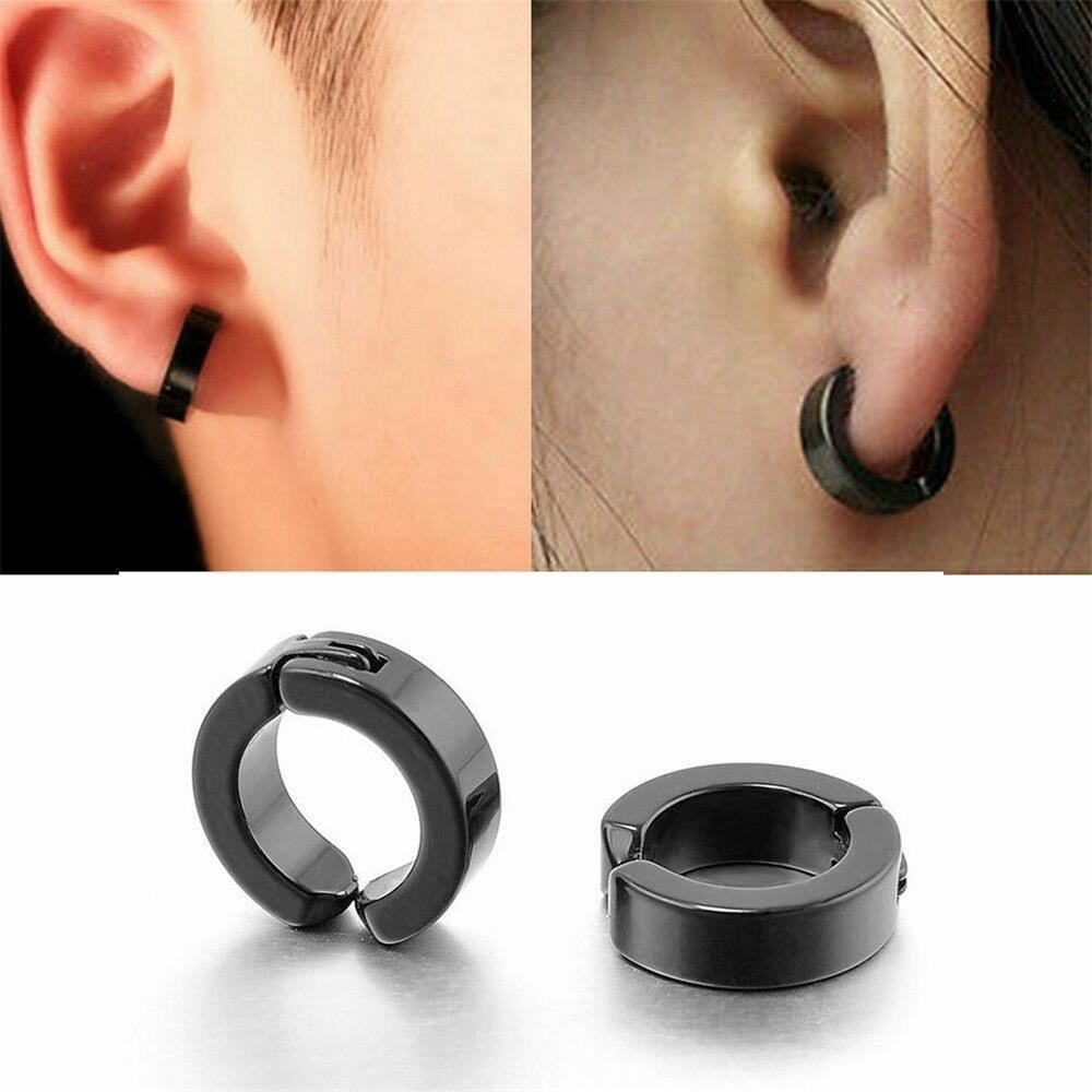 Anting Hoop Cuff Nanas Punk Menjuntai Huggies Wanita Pria Ear Cuff