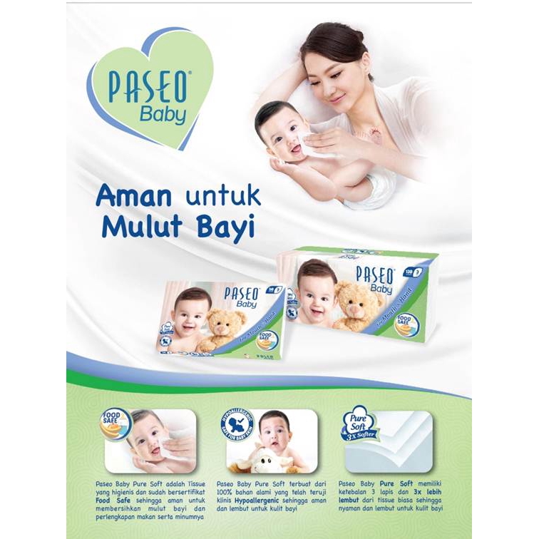 Paseo Baby Tissue Pure Soft 130's / Tissue lembut