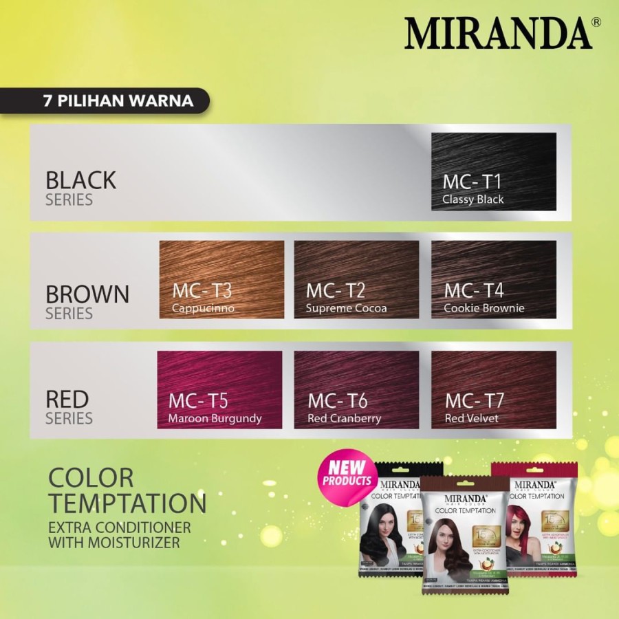 ★ BB ★ Miranda Hair Color Temptation 20ml (Cat Pewarna Rambut Sachet Instan 15 Menit) Pewarna Rambut