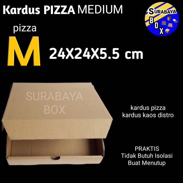

KARDUS PIZZA M MEDIUM 24x24x5cm KOTAK BOX DUS COKLAT POLOS PACKING BAJU