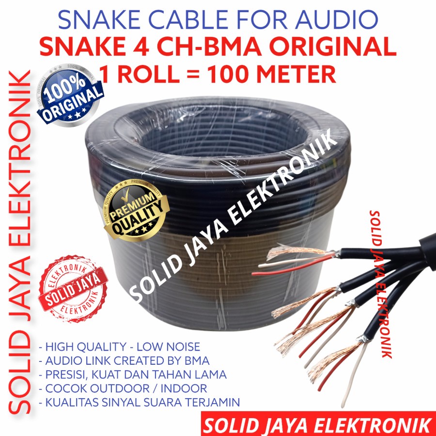KABEL SNAKE 4 CH CHANEL CHANNEL BMA 1 ROLL 100M ISI 8 KABEL KABEL SNAK AUDIO AMPLIFIER TEMBAGA 100 M