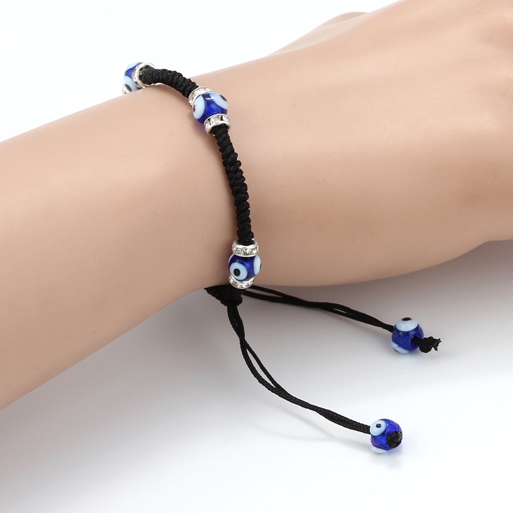 Hu Hu Hu Hu Hu Alat Bantu Pasang Kacamata♡ Gelang Jimat Tenun Desain Simbol Mata Keberuntungan Gaya Etnik Untuk Pasangan