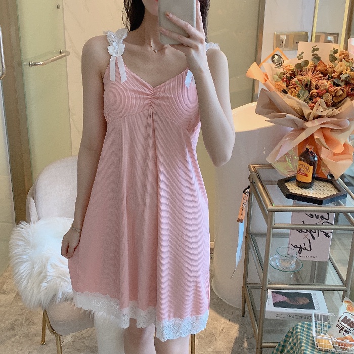 Dress Sweet Import Pink Hijau Hitam Macaron French Cute Dress Santai Dress Tidur