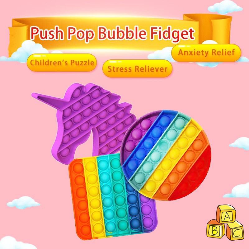 Pop It Rainbow Unicorn Fidget Toy Langka Murah Berkualitas Unik Mainan Edukasi Edukatif Free Gundu