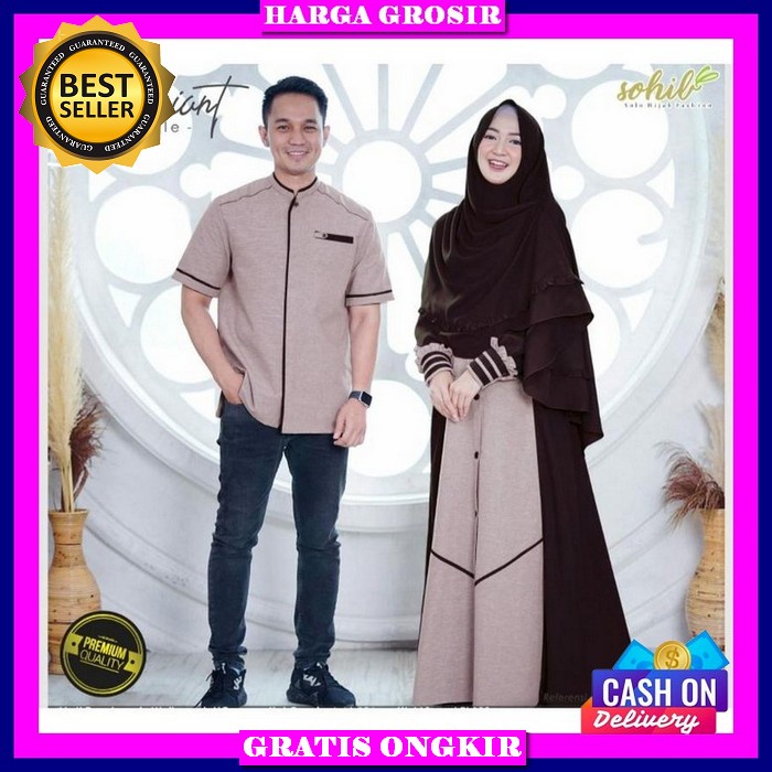 Pakaian Couple Baju Pasangan Gamis Fashion Sarimbit Seragam Keluarga Muslim Suami Istri Remaja Casua