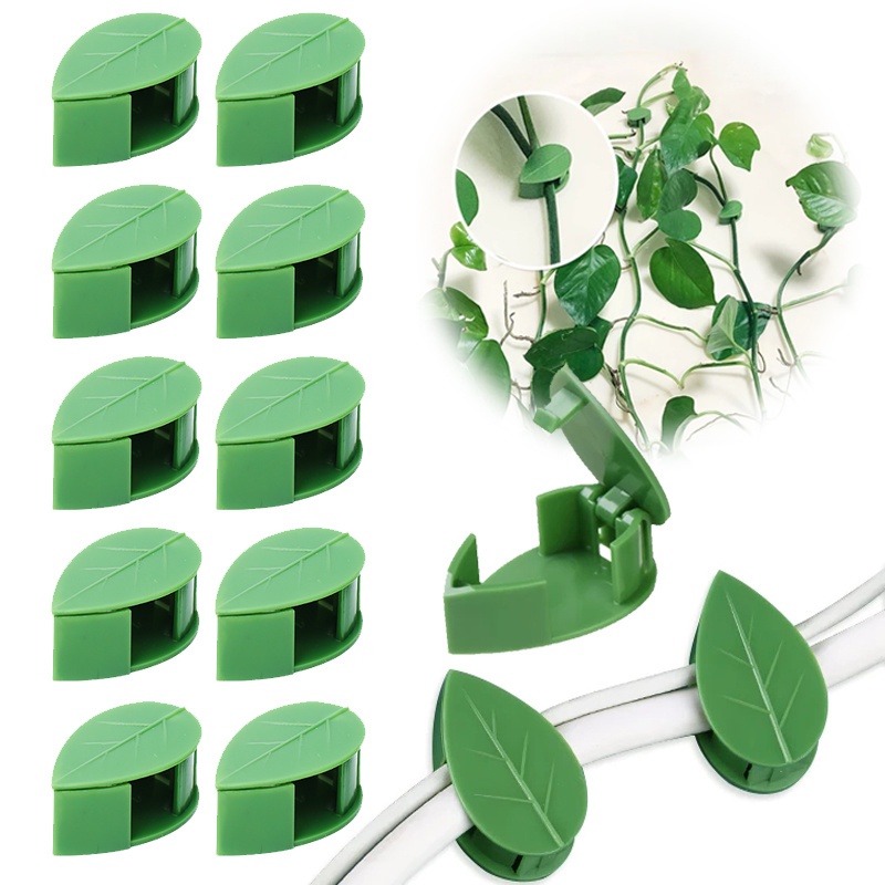 10pcs / Pak Klip Organizer Kabel Seamless Bentuk Daun Hijau