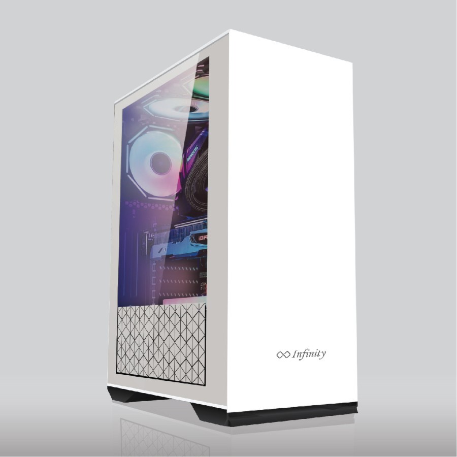 Casing Infinity Flash V3 Tempered Glass ATX MATX Gaming PC Case Putih