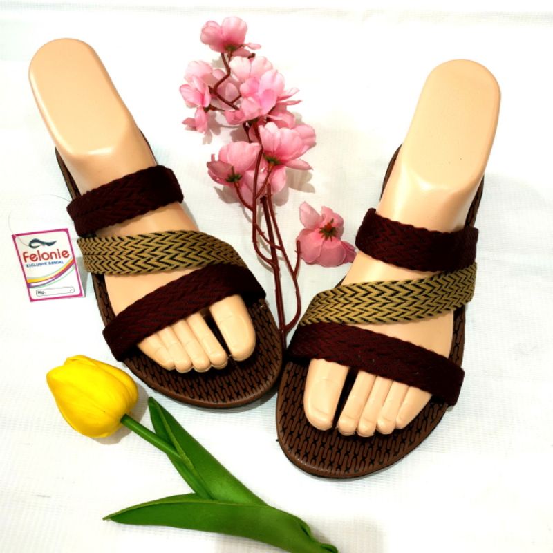 sandal wanita murah ban 3 kombinasi Felonie WD 02 turki rajut terbaru