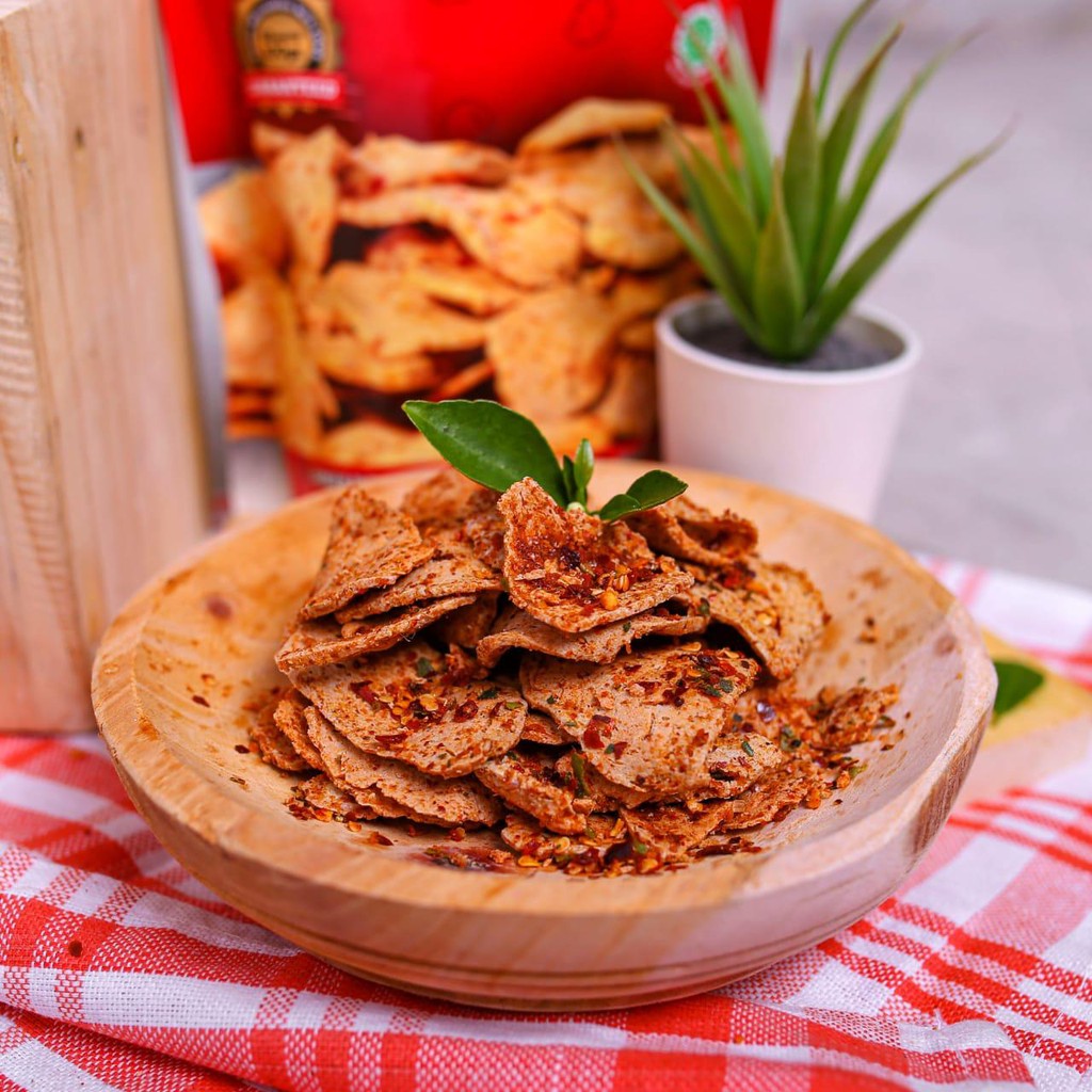 Basreng Bulat Basranger Baso Goreng Ikan Extra Daun Jeruk Bumbu Tebal Renyah (100g)-Ranger Merah