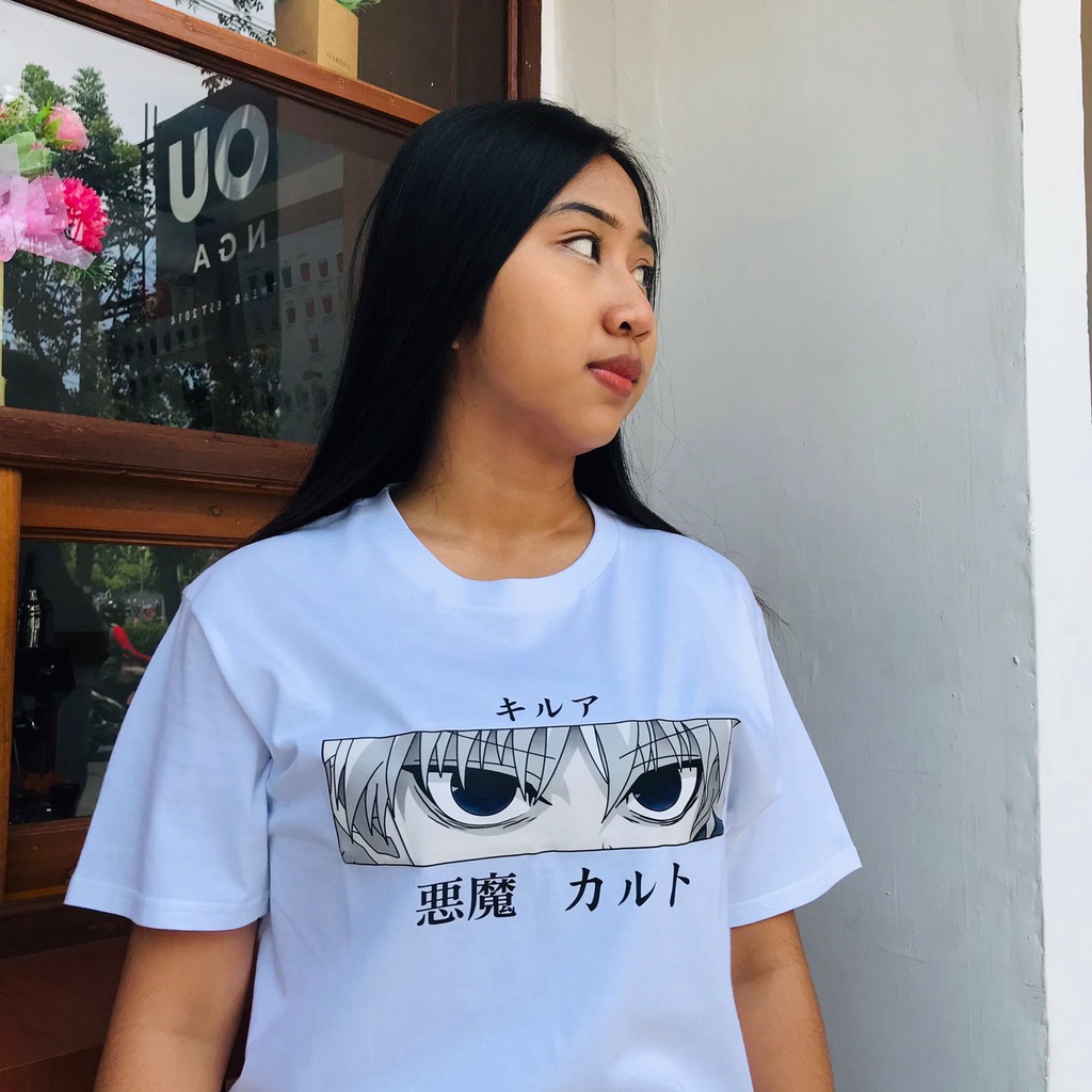 Tshirt Killua Eyes Anime Hunter X Hunter Manga Kaos HXH Killua Zoldyck Wibu Otaku Unisex