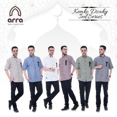 Arra Baju Koko Dzaky Kurta Pakistan couple ayah dan anak laki laki Lengan Pendek baju couple keluarga lebaran terbaru 2022 oxford denim baju takwa Atasan kemko kapel kondangan original premium baju jubah kemeja koko muslim pria dewasa anak laki laki murah