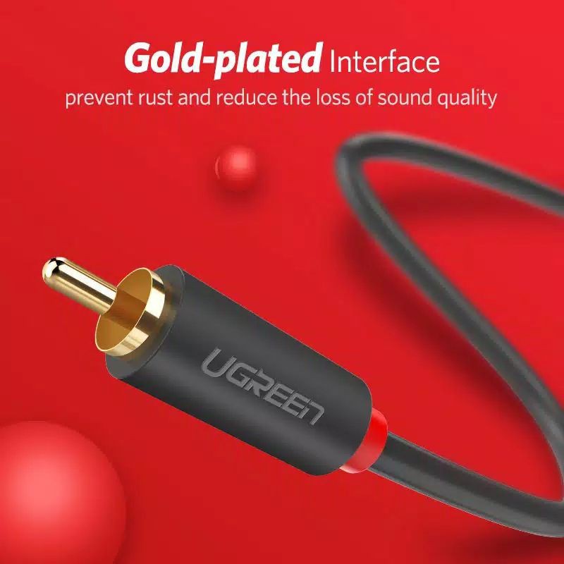 UGREEN Kabel Audio Stereo 2 RCA to 2 RCA L - R Gold Plated 1 / 2 / 3 / 5 METER