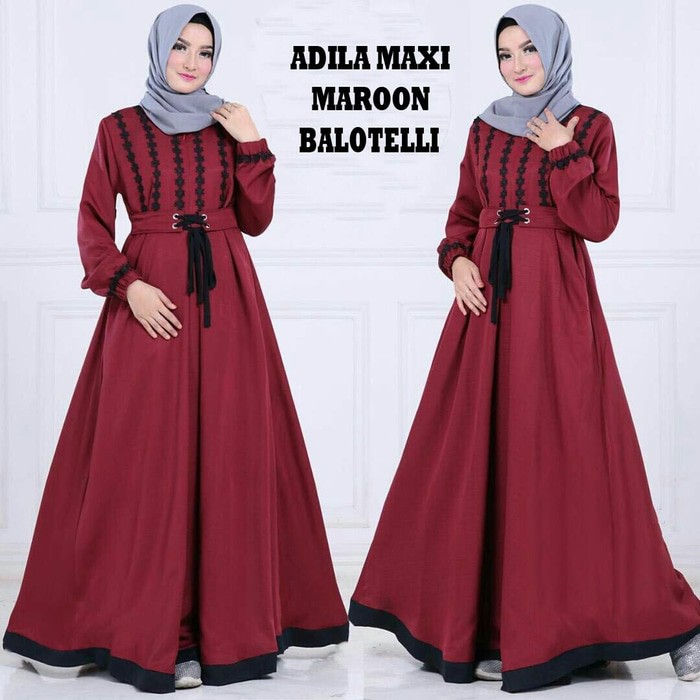 BAJU [Adila maxi maroon AK] maxi wanita baloteli maroon