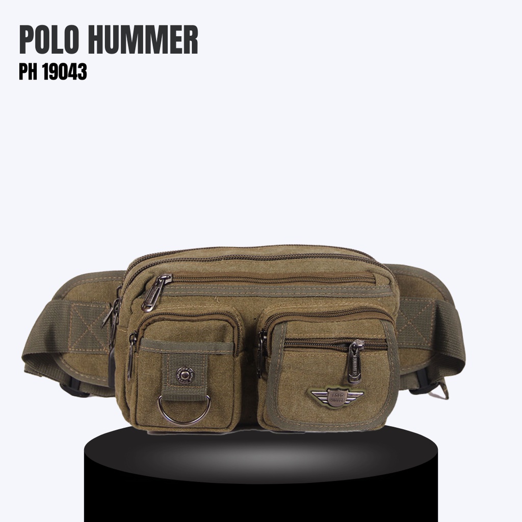 Tas Pinggang Kanvas Denim Pria 2in1 Waistbag - Slingbag POLO HUMMER
