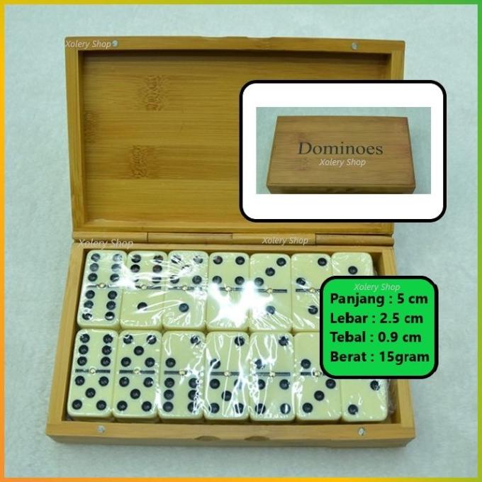 Batu Domino Pro Box Kayu Tebal Panjang 5Cm Lebar 2.5Cm Tebal 0.9Cm Terlaris
