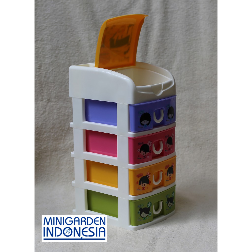 mini container susun 4+1 laci  11  x 14 x 25 cm lemari  tempat kosmetik / mainan anak MGI KADO 043