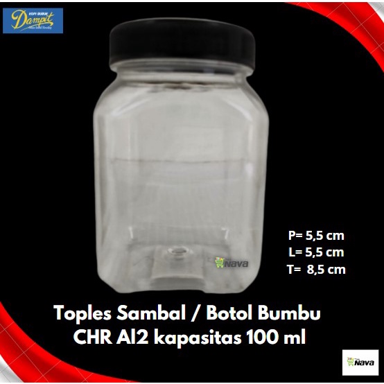 Toples Sambal / Botol Bumbu / Toples Plastik Jar 100 ml (KOTAK)