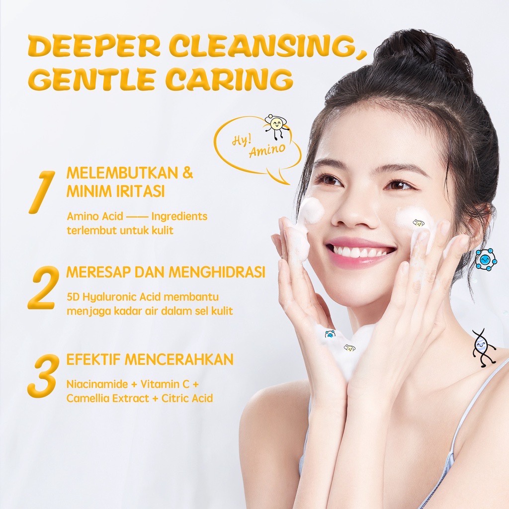 YOU Hy! Amino Series Indonesia / Glo-Win Brightening AC-Ttack Anti Acne Wow-Tery Hydrating Contr-Oil Oil Control Bye-Byeteria Anti Bacterial Low pH / Skincare Face Care Facial Wash Cleanser Cleansing Mousse / Pembersih Wajah Sabun Cuci Muka / Y.O.U Paket