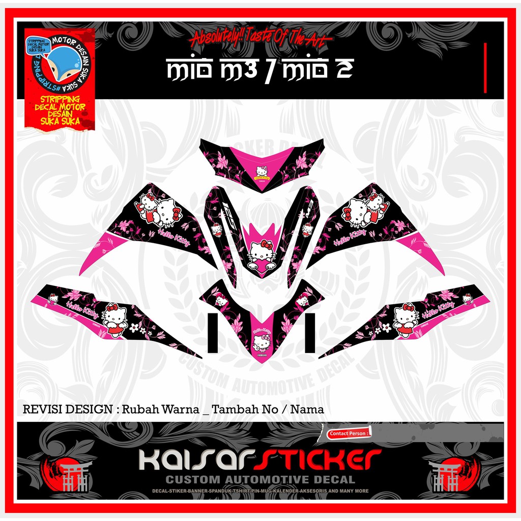 STICKER DECAL MIO M3 FULL BODY HITAM HELO KITY