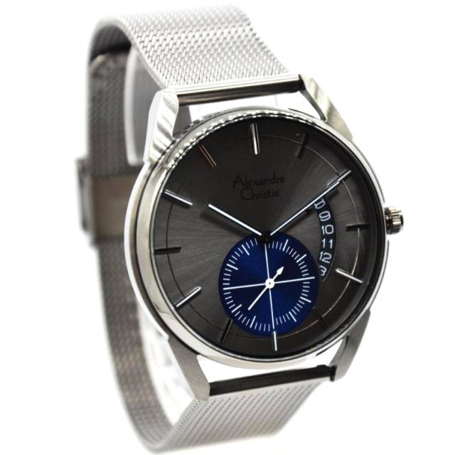Jam Tangan Pria Alexandre Christie AC 8548 MS Grey Blue Original 40mm zsrxac