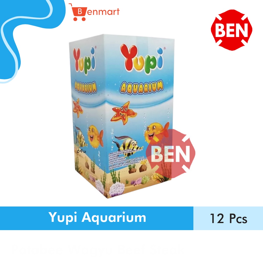 Yupi Aquarium 1 Pak Box 12 Pcs - Permen Jelly 1000 Manis Ikan Laut