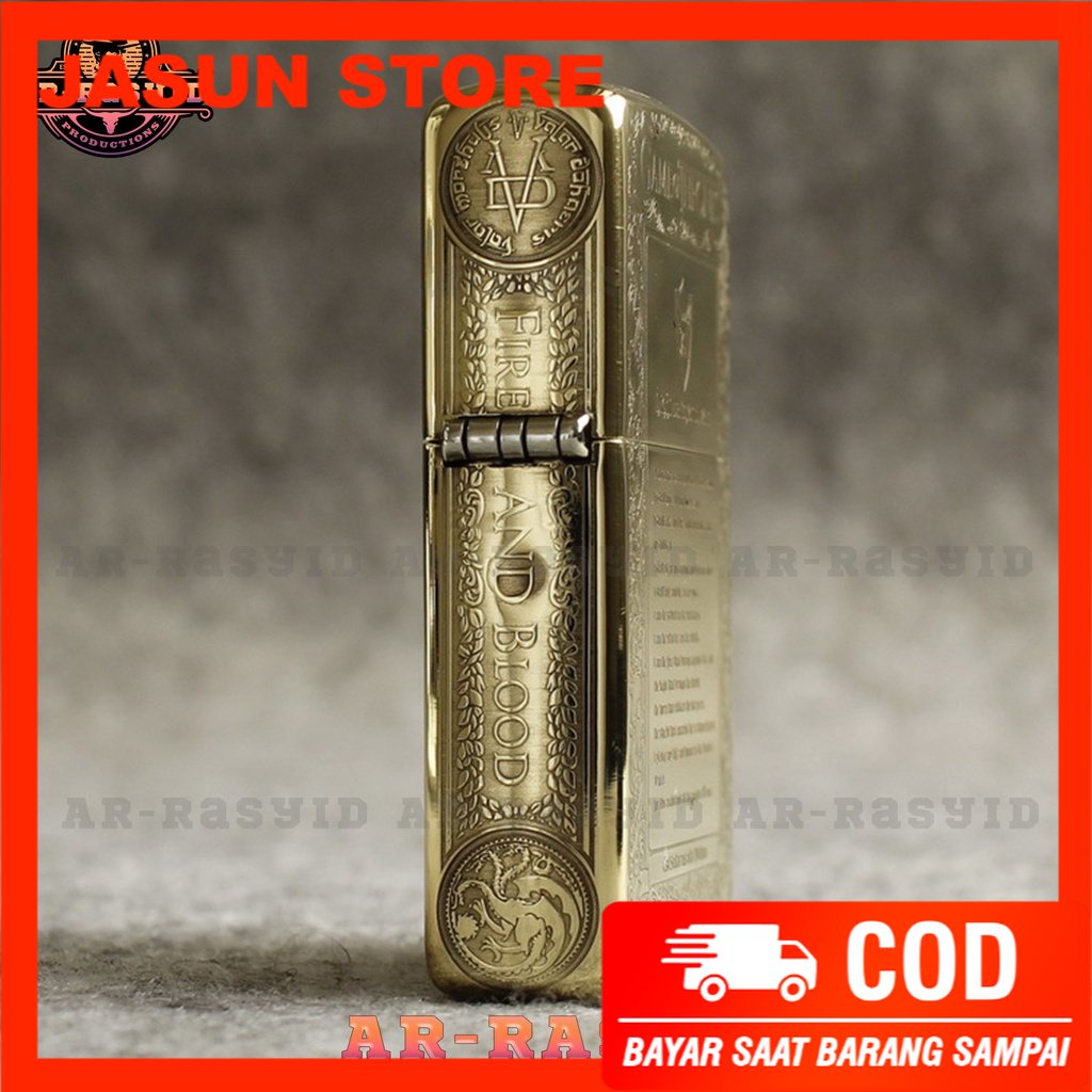 Korek Api Minyak Zippo Gold Ukir Motif Game Of Thrones 168 3962-13