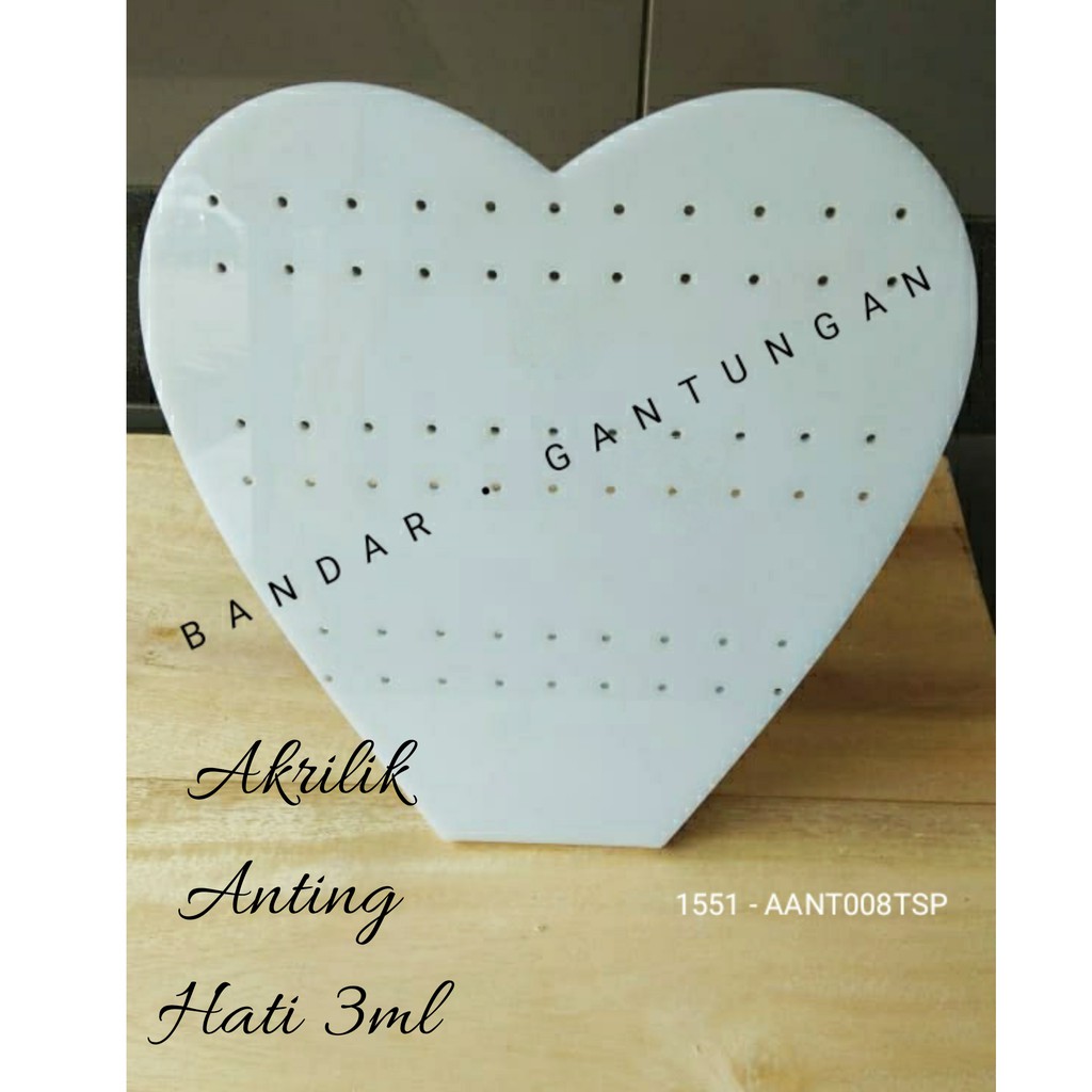 Display Aksesories Anting Bentuk Hati/Acrylic Anting Hati Putih Susu/Display Pajangan Aksesoris(BH)