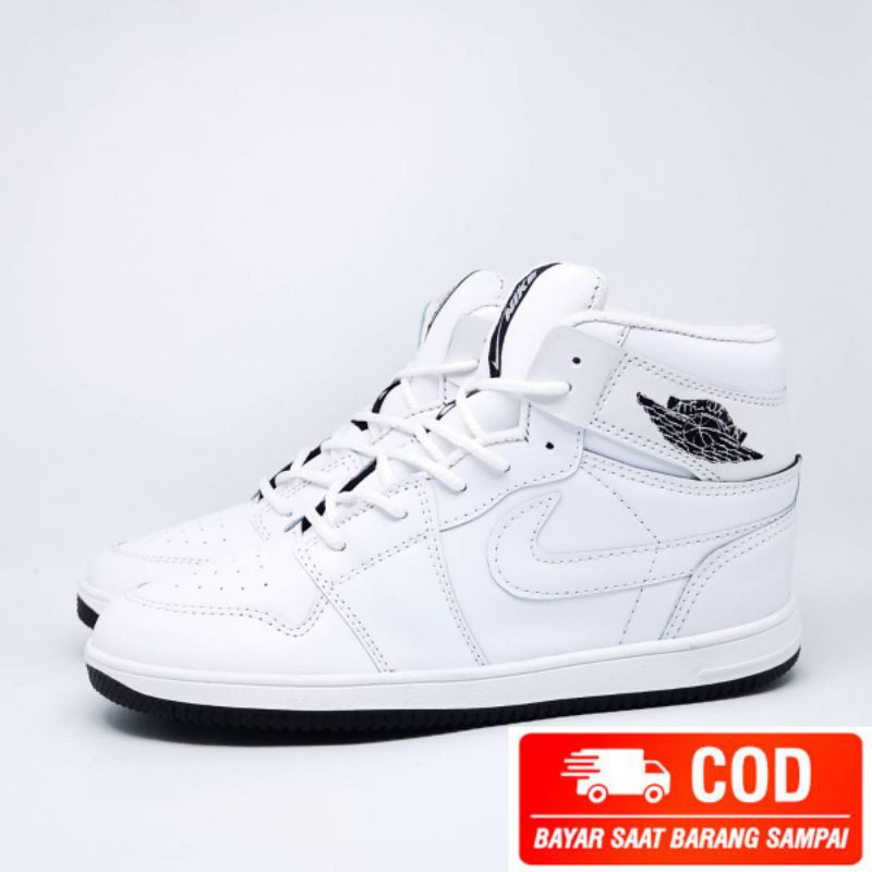 Air Jordan 1 Retro High Black Toe Original Nike Shoes-Putih