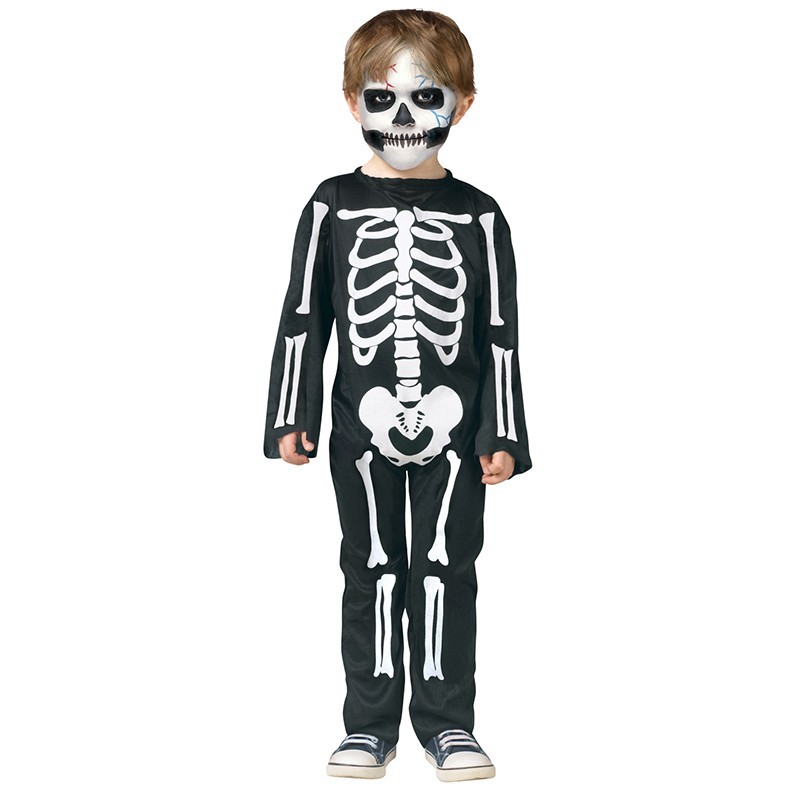 halloween costume spandex hitam tengkorak XL anak