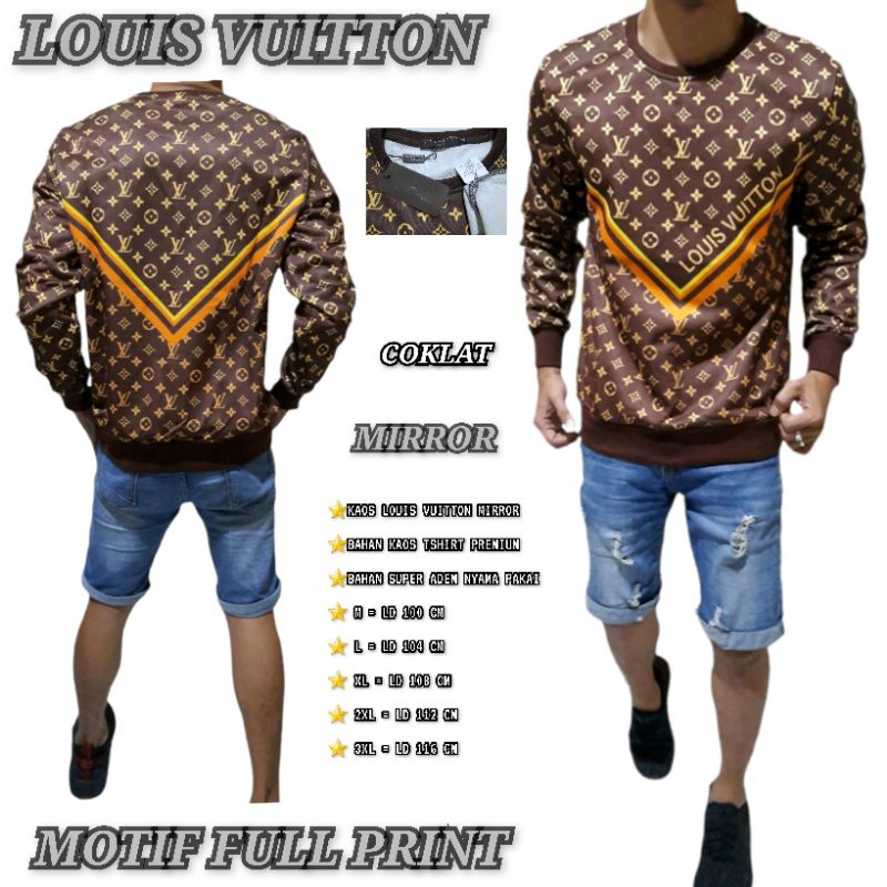 promo kaos panjang unisex Lv mirror kaos Lv import bahan katun Tshirt bahan kaos super halus nyaman 